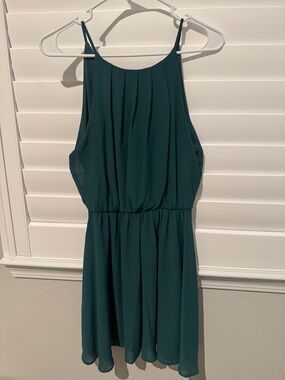 Women’s Teal Halter Neck Chiffon Dress